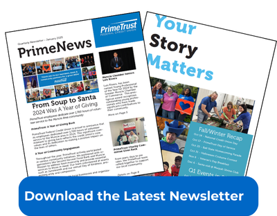 Primetrust newsletter. Button to download